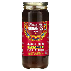 Heavenly Organics, Miel de acacia 100% orgánica, cruda y sin filtrar, 624 g (22 oz)