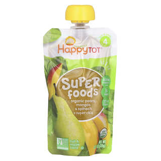 Happy Family Organics, HappyTot, SuperFoods, Stage 4, Organic Pears, Mangos & Spinach + Super Chia, 4.22 oz (120 g)