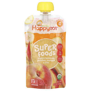 Happy Family Organics, Happy Tot, Super Foods, Superfoods, Stufe 4, Bananen, Pfirsiche, Mangos und Chia, 120 g (4,22 oz.)