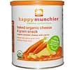 Happymunchies, Baked Organic Cheese & Grain Snack, Organic Cheddar Cheese with Carrot, 1.63 oz (46 g)