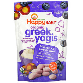 Happy Family Organics, Yogis griegos orgánicos, Arándano azul y zanahoria morada, 28 g (1 oz)