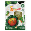 Happy Baby, органический продукт, для детей от 6 месяцев, яблоки, шпинат и капуста, 4 пакетика по 113 г (4 унции)