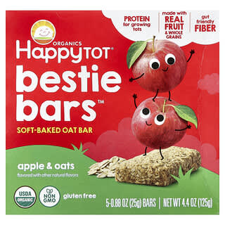 Happy Family Organics, Happy Tot, батончики™ мягкий запеченный овсяный батончик, яблоко и овес, 5 батончиков, 25 г каждый