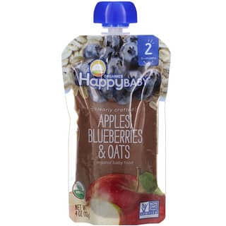 Happy Family Organics, Happy Baby, Organic Baby Food, 6+ Months, Apples, Blueberries, & Oats, 4 oz (113 g)