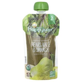 Happy Family Organics, Happy Baby, Organic Baby Food, 6+ Months, Pears, Kale & Spinach, 4 oz (113 g)