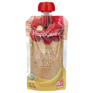 Happy Family Organics, Baby Food, ab 6 Monaten, Bananen, Himbeeren und Hafer, 113 g (4 oz.)