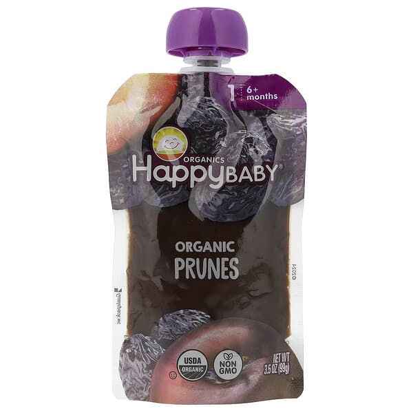 Happy Family Organics‏, ®Happy Baby, מזון אורגני לתינוקות, לגיל 6 חודשים ומעלה, שזיפים מיובשים, 99 גרם (3.5 אונקיות)