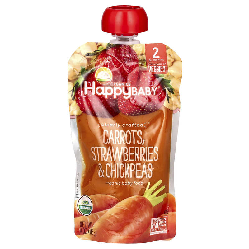 Happy Baby®, Organic Baby Food, 6+ Months, Carrots, Strawberries