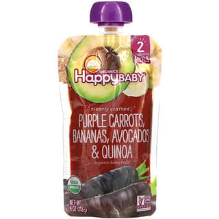 Happy Family Organics, Happy Baby, Étape 2, Carottes violettes, bananes, avocats et quinoa, 113 g