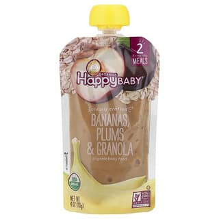 Happy Family Organics, Happy Baby®, Organic Baby Food, 6+ Months, Bananas, Plums & Granola, 4 oz (113 g)