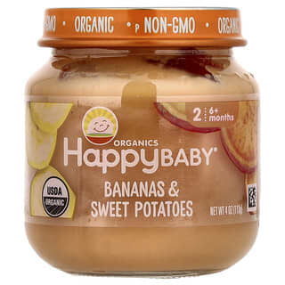 Happy Family Organics, Happy Baby®, 생후 6개월 이상, 바나나 및 고구마, 113g(4oz)