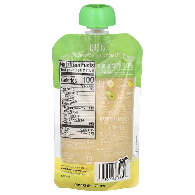 Happy Baby®, Organic Baby Food, 6+ Months, Bananas, Pineapple
