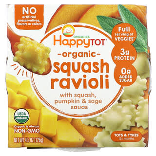 Happy Family Organics, Happy Tot, Organic  Squash Ravioli, 12+ Months, 4.5 oz (128 g)