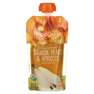 Happy Family Organics, Happy Baby, Aliments biologiques pour bébés, Étape 2, 6 mois et plus, Courges, poires et abricots, 113 g