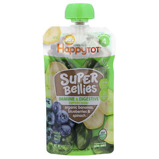 هابي بيبي‏, Happy Tot® ، Super Bellies ™ ، لمدة عامين فأكثر ، موز عضوي ، وتوت أزرق ، وسبانخ ، 4 أونصات (113 جم)