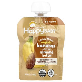 Happy Family Organics, Happy Baby®, Nutty Blends™, 6+ Months, Organic Bananas with 1/2 tsp Almond Butter, 3 oz (85 g)