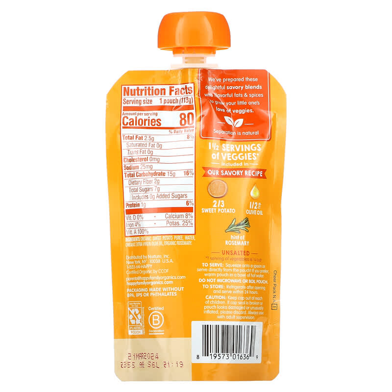 Happy BABY Organic ハッピーベビーオーガニック　センシティブ Happy Baby（ハッピーベビー）、オーガニックベビーフード、6か