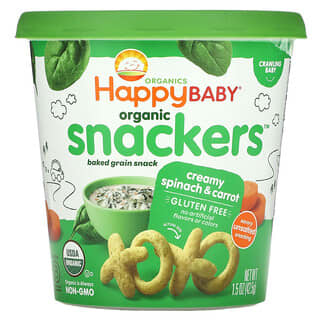 Happy Family Organics, Snackers biologiques, Épinards à la crème et carottes, 42,5 g