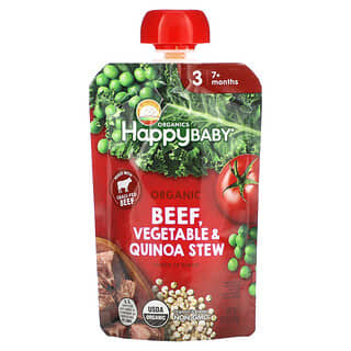 Happy Family Organics, Happy Baby，7 個月以上，有機牛肉、蔬菜和藜麥片，3.5 盎司（99 克）