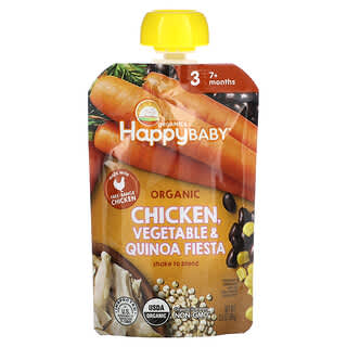هابي بيبي‏, Happy Baby ، دجاج عضوي ، بالخضروات والكينوا ، 3.5 أونصة (99 جم)