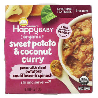 Happy Family Organics, Happy Baby, organiczne curry z batatami i kokosem, powyżej 9 miesięcy, 113 g