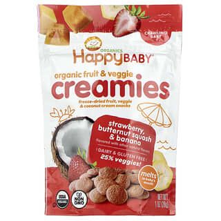 Happy Family Organics, Cremosos de Frutas e Vegetais Orgânicos, Bebê Engatinha, Morango, Abóbora-Menina e Banana, 28 g (1 oz)