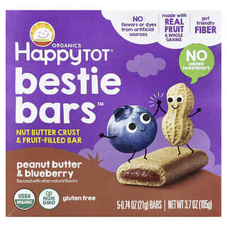 Happy Family Organics, HappyTot®, Bestie Bars™, Burro di arachidi e mirtillo, 5 barrette, 21 g ciascuna