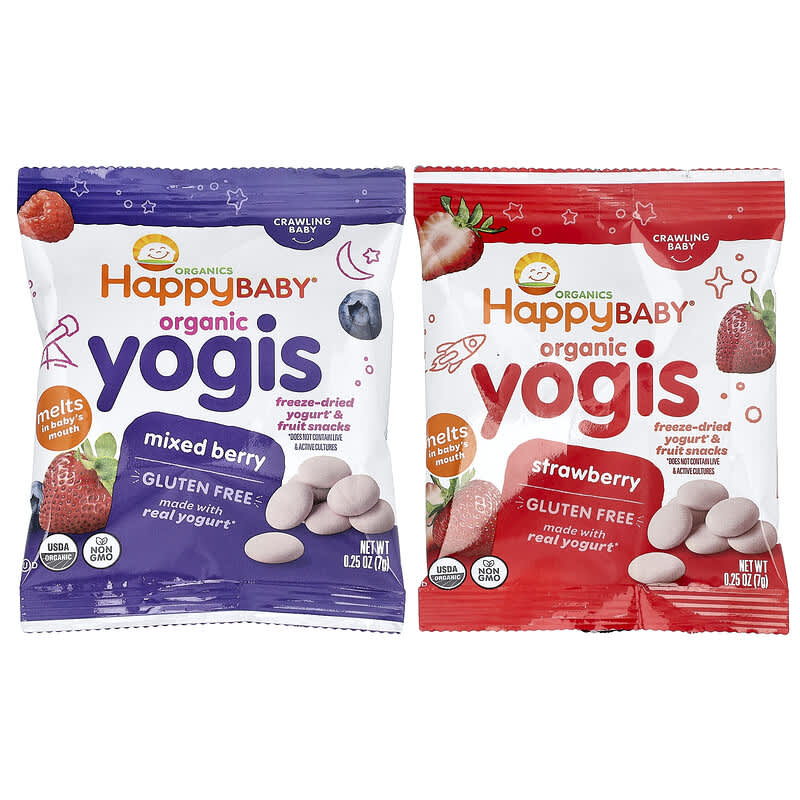 Happy Baby®, Organic Yogis, Freeze Dried Yogurt & Fruit Snacks