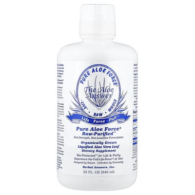 Herbal Answers, Pure Aloe Force, Liquefied Aloe Vera Leaf, 29.25 g, 32 fl oz (946 ml)