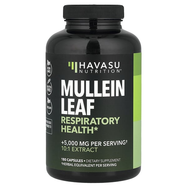 Mullein Leaf, 180 Capsules (500 mg per Capsule)