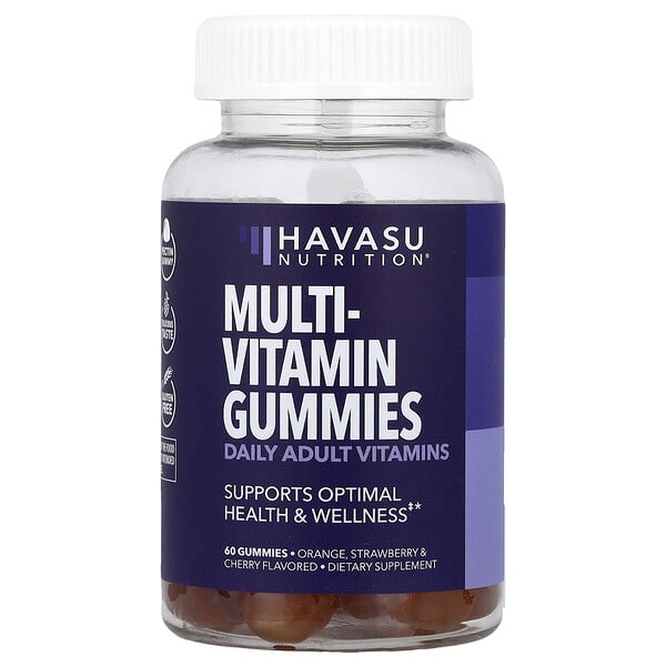 Havasu Nutrition Multivitamin Gummies, Orange, Strawberry & Cherry, 60 Gummies