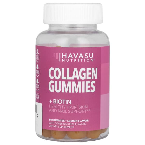 Havasu Nutrition Collagen Gummies + Biotin, Lemon, 60 Gummies