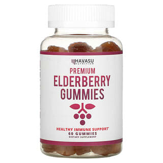 Havasu Nutrition, Premium Elderberry Gummies, Natural Berry, 60 Gummies