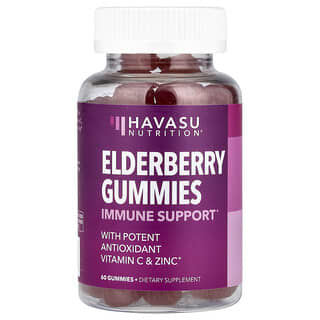 Havasu Nutrition, Premium Elderberry Gummies, Premium-Fruchtgummis mit Holunder, 60 Fruchtgummis