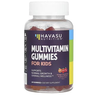 Havasu Nutrition, Multivitamin Gummies For Kids, Multivitamin-Fruchtgummis für Kinder, Orange, Erdbeere und Kirsche, 60 Fruchtgummis