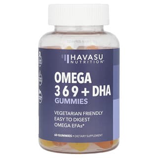 Havasu Nutrition, Omega + DHA Fruchtgummis, natürliche Zitrone und Orange, 60 vegetarische Fruchtgummis