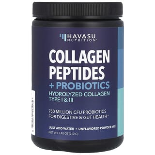 Havasu Nutrition, Collagen Peptides + Probiotics, Kollagenpeptide + Probiotika, geschmacksneutral, 210 g (7,40 oz.)