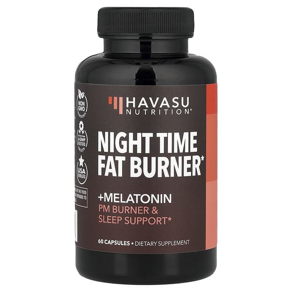 Night Time Fat Burner + Melatonin, 60 Capsules