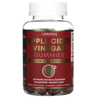 Havasu Nutrition, アップルサイダービネガーグミ、酢母配合、天然リンゴ、グミ60粒