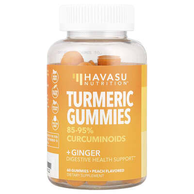 Havasu Nutrition, Turmeric + Ginger Gummies, Peach Flavor, 60 Gummies