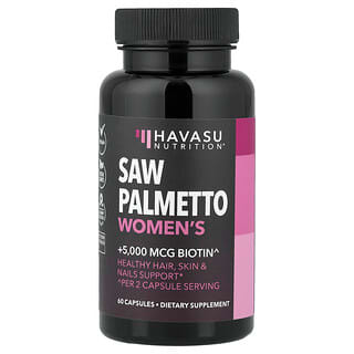 Havasu Nutrition, Palma enana americana para mujeres más biotina, 60 cápsulas