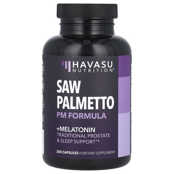 Saw Palmetto PM Formula + Melatonin, 200 Capsules