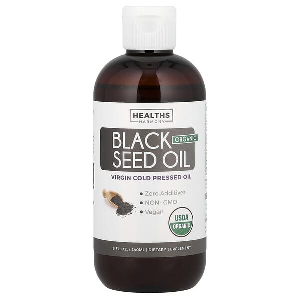 Healths Harmony, 유기농 블랙 씨드 오일, 240ml(8fl oz)