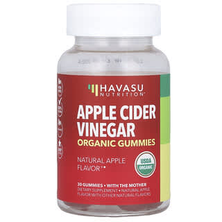 Havasu Nutrition, органический яблочный уксус в жевательных таблетках, со вкусом натурального яблока, 30 жевательных таблеток