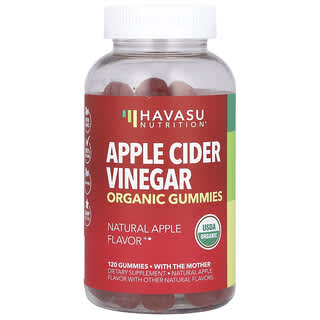 Havasu Nutrition, Organic Apple Cider Vinegar Gummies, Natural Apple, 120 Gummies