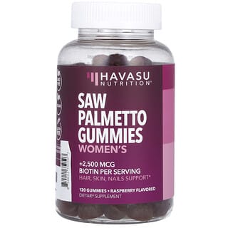 Havasu Nutrition, Women's Saw Palmetto Gummies, Sägepalmenbeere-Fruchtgummis für Frauen, Himbeere, 120 Fruchtgummis