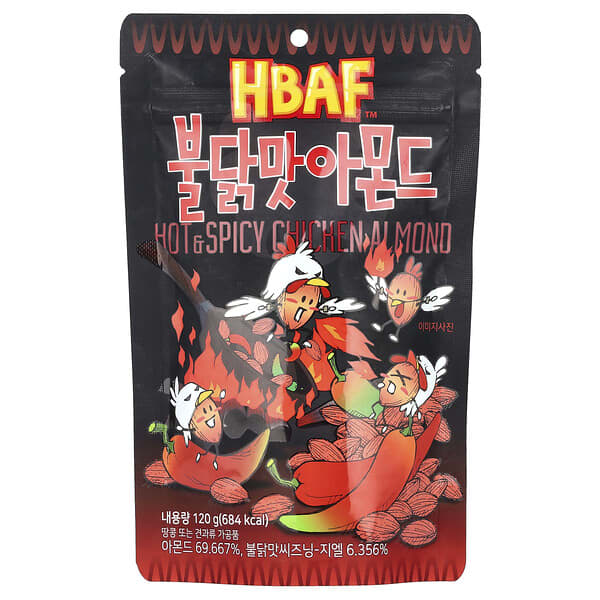 HBAF, 핫 & 스파이시 치킨 아몬드, 120g(4.23oz)