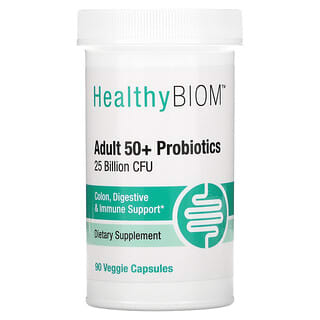 HealthyBiom, Probióticos para adultos mayores de 50 años, 25.000 millones de UFC, 90 cápsulas vegetales