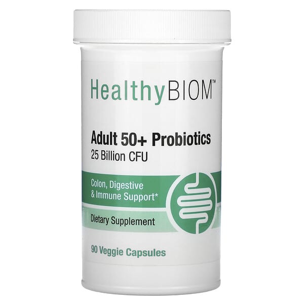 HealthyBiom‏, פרוביוטיקה למבוגרים בני 50+‏, 25 מיליארד יחידות יוצרות מושבה‏, 90 כמוסות צמחיות