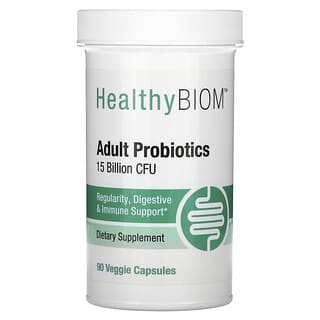 HealthyBiom, Adult Probiotics, 15 Billion CFUs, 90 Veggie Capsules